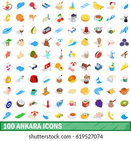 100 ankara icons set in isometric 3d style for any design vector illustration