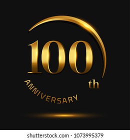 100 Anniversary Celebration Design.invitation card, and greeting card. elegance golden color isolated on black background