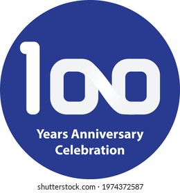 100 anniversary circle emblem. One hundred years anniversary celebration symbol in blue circle