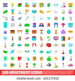 100 apartment icons set in cartoon style for any design vector illustration