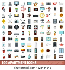 100 apartment icons set in flat style for any design vector illustration