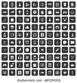 100 app icons set black