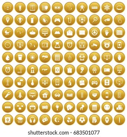 100 app icons set gold