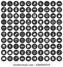 100 app icons set in simple style white on black circle color isolated on white background vector illustration