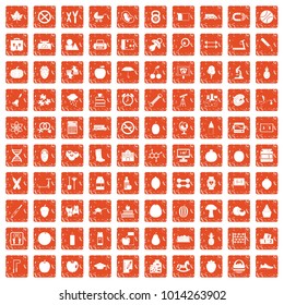 100 apple icons set in grunge style orange color isolated on white background vector illustration