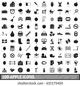 100 apple icons set in simple style for any design vector illustration