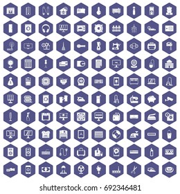 100 appliances icons set in purple hexagon isolated vector illustration