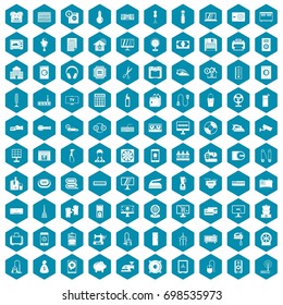 100 appliances icons set in sapphirine hexagon isolated vector illustration