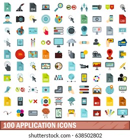 100 application icons set in flat style for any design vector illustration