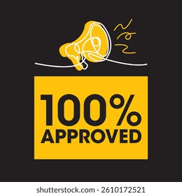 100% Approved sign,label clip art flat design