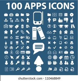 100 apps & mobile phone icons set, vector