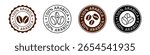 100% Arabica Coffee Beans Vector Sign. Caffeine Stickers.