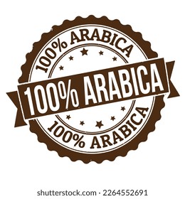 100 % Arabinica-farbener Kautschuk-Stempel auf weißem Hintergrund, Vektorgrafik