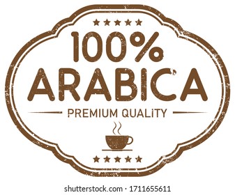 100% Arabica Premium Quality. Coffee Stamp.