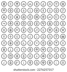 100 archeology icons set. Outline illustration of 100 archeology icons vector set isolated on white background