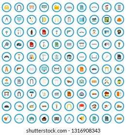 100 architectonics document icons set in flat style for any design vector illustration