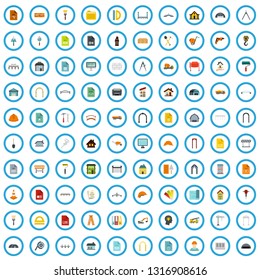 100 architecture document icons set in flat style for any design vector illustration