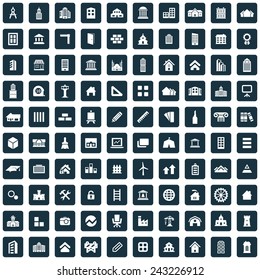 100 architecture icons big universal set 