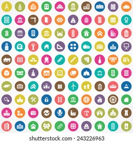 100 architecture icons big universal set 