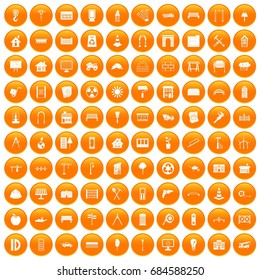 100 architecture icons set orange