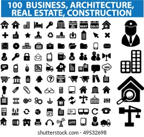 100 architecture, real estate, construction business signs. vector