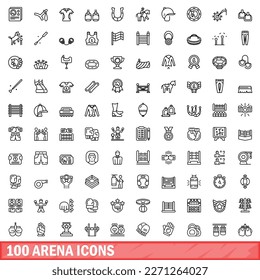 100 iconos de arena. Ilustración de esquema de 100 iconos de arena conjunto de vectores aislados en fondo blanco