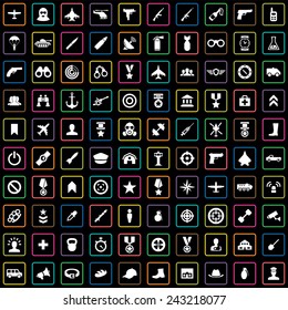 100 army icons big universal set 