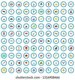 100 around the world icons set in cartoon style for any design vector illustration
