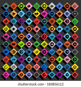 100 arrow flat icon with long shadow. Set 02 