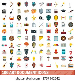 100 art document icons set in flat style for any design vector illustration
