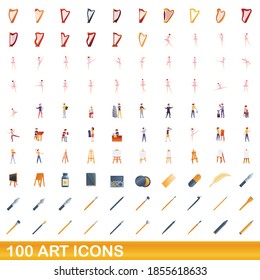 100 art icons set. Cartoon illustration of 100 art icons vector set isolated on white background
