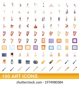 100 art icons set. Cartoon illustration of 100 art icons vector set isolated on white background