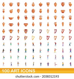 100 art icons set. Cartoon illustration of 100 art icons vector set isolated on white background