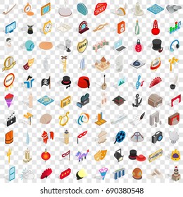 100 art icons set in isometric 3d style for any design vector illustration