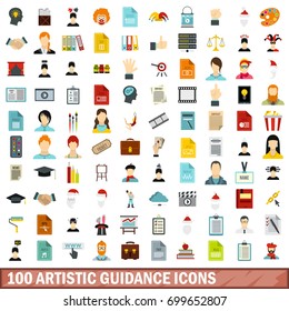 100 artistic guidance icons set in flat style for any design vector illustration