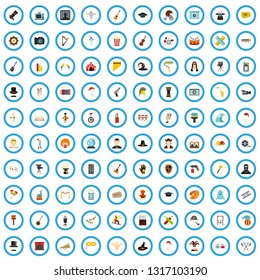 100 iconos de habilidades artísticas definidos en estilo plano para cualquier ilustración vectorial de diseño
