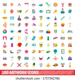 100 artwork icons set in cartoon style for any design vector illustration