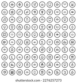 100 asia icons set. Outline illustration of 100 asia icons vector set isolated on white background