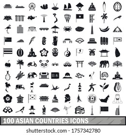 100 asian icons set in simple style for any design vector illustration