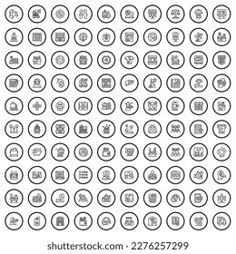100 iconos asistentes. Ilustración de esquema de 100 iconos auxiliares conjunto de vectores aislados en fondo blanco