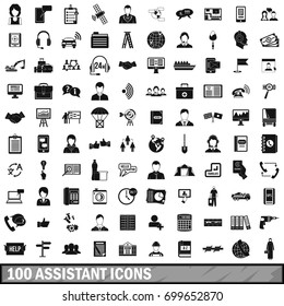 100 assistant icons set in simple style for any design vector illustration