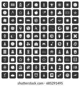 100 astronomy icons set black