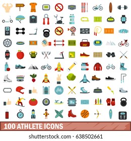 100 athlete icons set in flat style for any design vector illustration