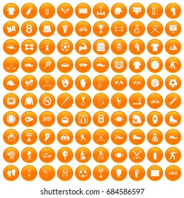 100 athlete icons set orange