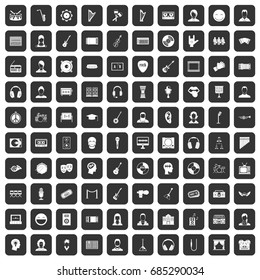 100 audience icons set black