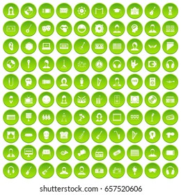100 audience icons set green circle isolated on white background vector illustration
