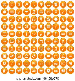 100 audience icons set orange
