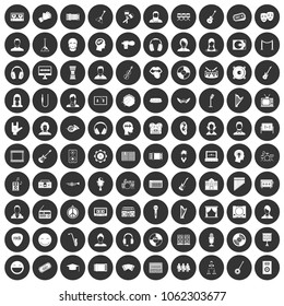 100 audience icons set in simple style white on black circle color isolated on white background vector illustration