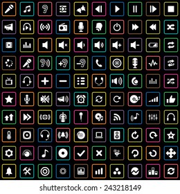 100 audio icons big universal set 