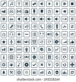 100 audio icons big universal set 